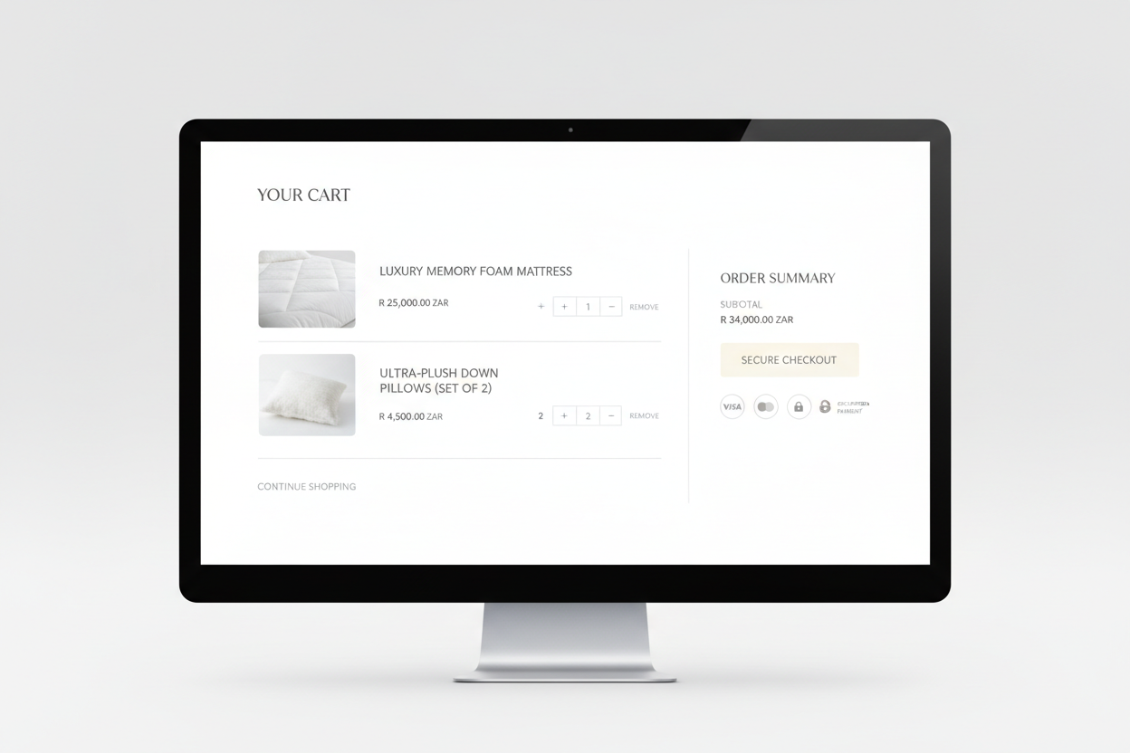 cart page for a bed website